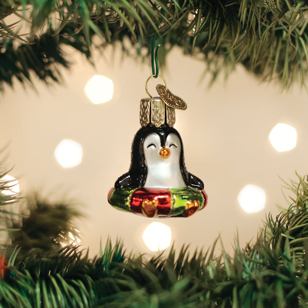 Old World Christmas Mini Penguin Ornament - hand-blown glass Christmas tree ornament