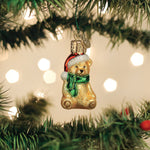 Old World Christmas Mini Teddy Bear Ornament - hand-blown glass Christmas tree ornament