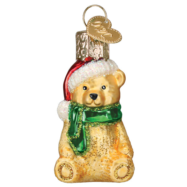 Old World Christmas Mini Teddy Bear Ornament - hand-blown glass Christmas tree ornament (view 2)