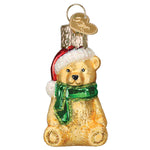 Old World Christmas Mini Teddy Bear Ornament - hand-blown glass Christmas tree ornament (view 2)