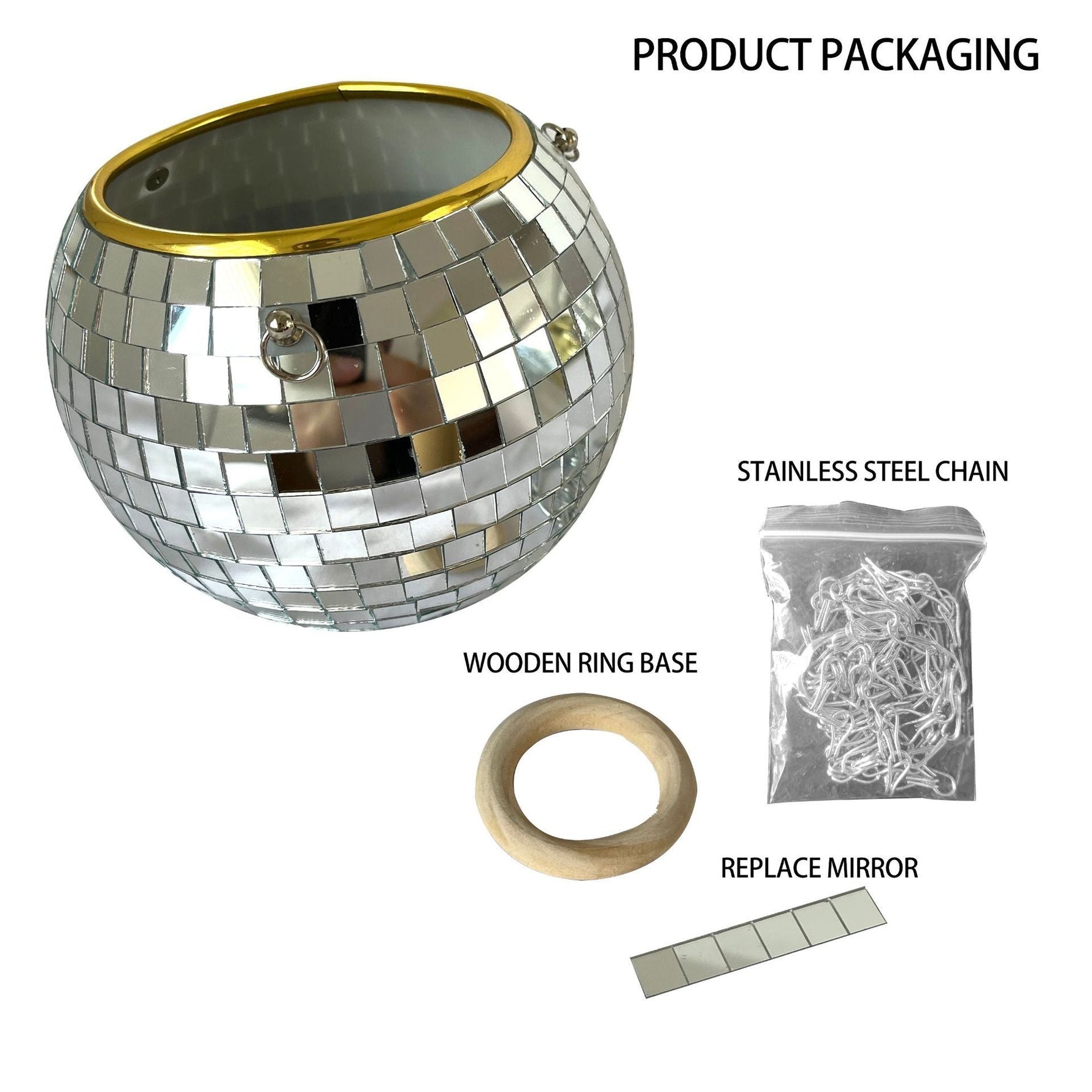Cross-border Disco Ball Planter Hanging Mirror Spherical Plastic Flowerpot - Cindi Book