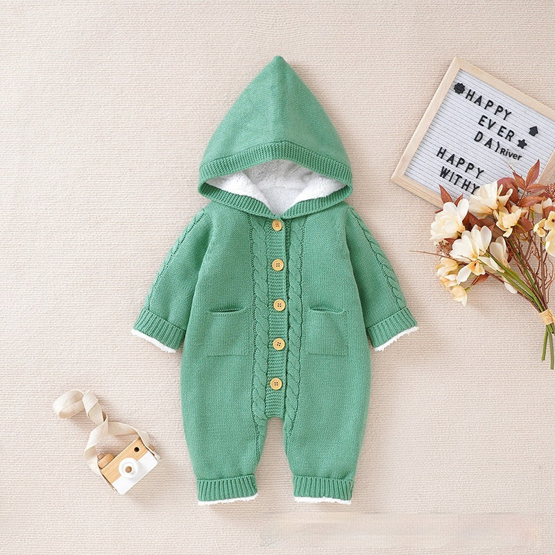 Baby Winter Thickened Knitting Jumpsuit Romper - Cindi Book