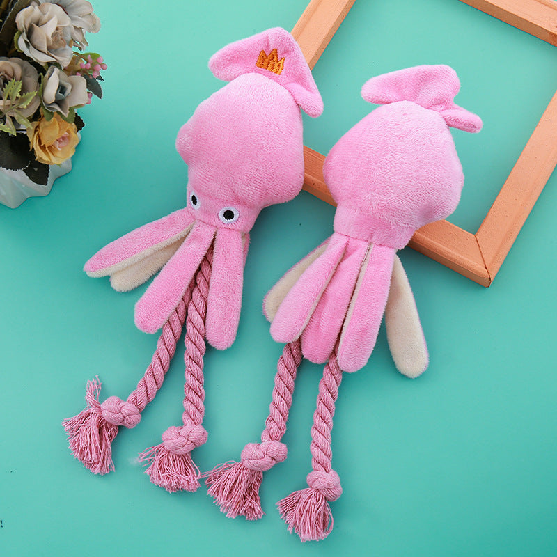 Vocal Cotton String Octopus Bite-resistant Teeth Cleaning Interactive Pet Toy - Cindi Book