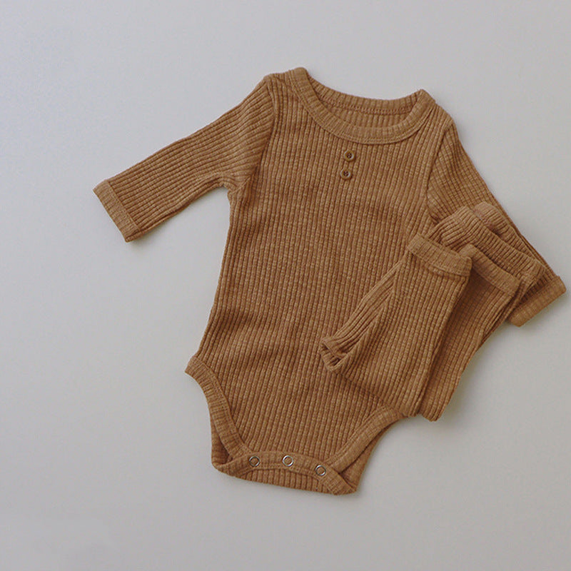 New Baby Long-sleeved Pit Strip Romper  Pants Suit - Cindi Book