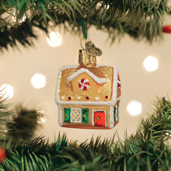 Old World Christmas Mini Gingerbread House Ornament - hand-blown glass Christmas tree ornament