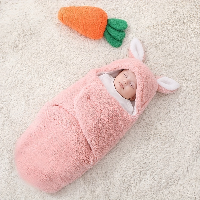 Super Soft Baby Sleeping Bag Fluffy Fleece Newborn Blanket Swaddle Blankets, Unisex Baby Wrap For Newborn Baby Boys Girls With Head-Protecting & Head-Supporting Function, Wearable Swaddle Sleep Sack - Cindi Book