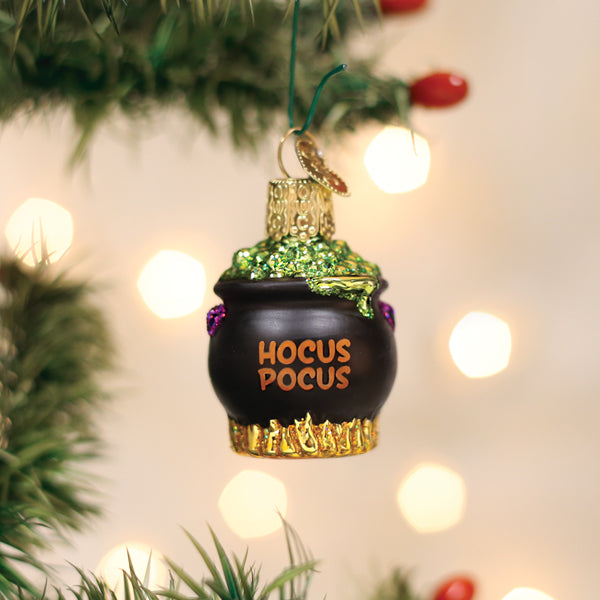 Old World Christmas Mini Halloween Cauldron Ornament - hand-blown glass Christmas tree ornament