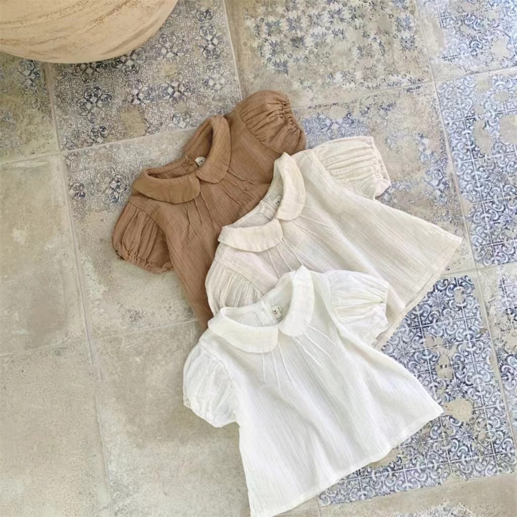 Baby Girl Cute Lapel Short-sleeved Blouse T-shirt - Cindi Book