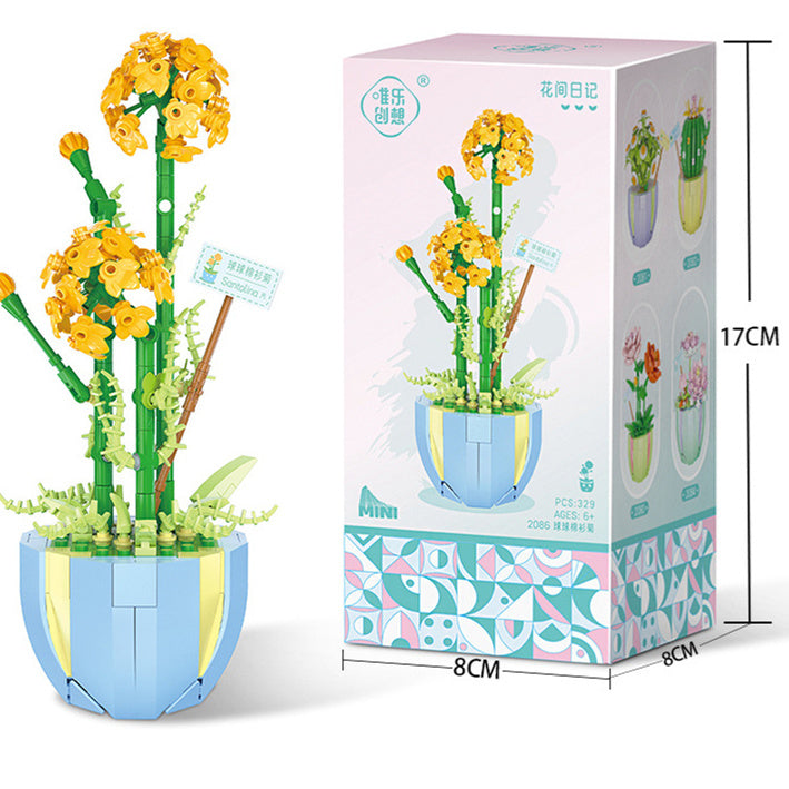 Building Block Puzzle Toy Eternal Flower Potted Mini Succulent Potted Plant - Cindi Book