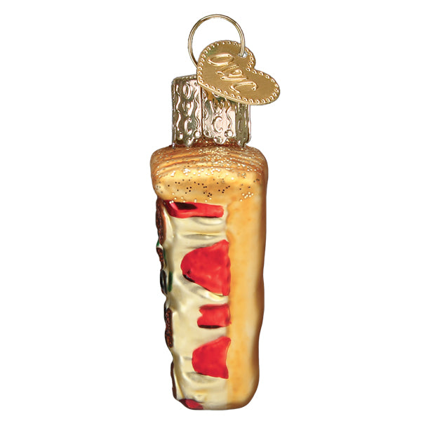 Old World Christmas Mini Pizza Slice Ornament - hand-blown glass Christmas tree ornament (view 4)