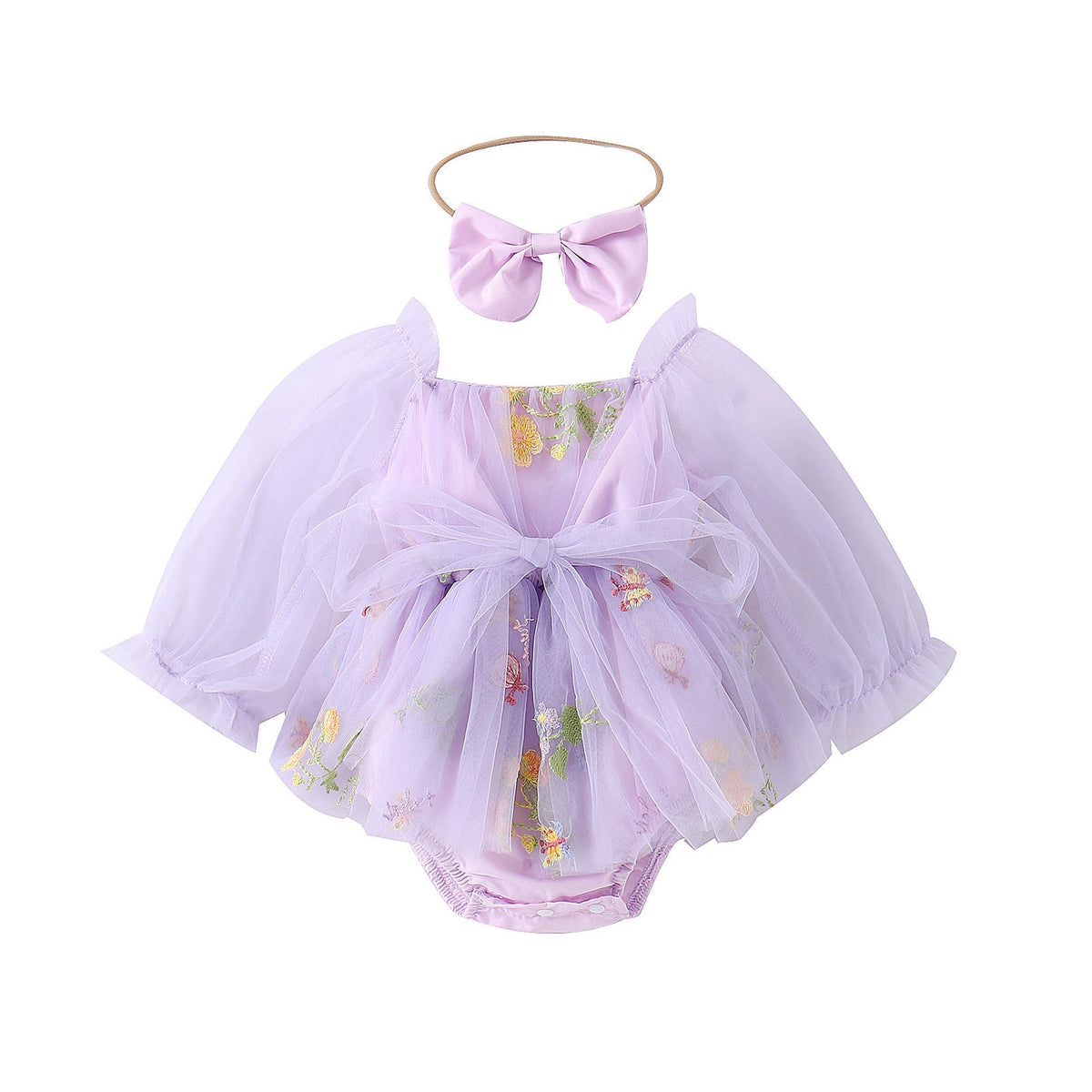 Girls' Fashionable Flower Embroidered Mesh Romper - Cindi Book