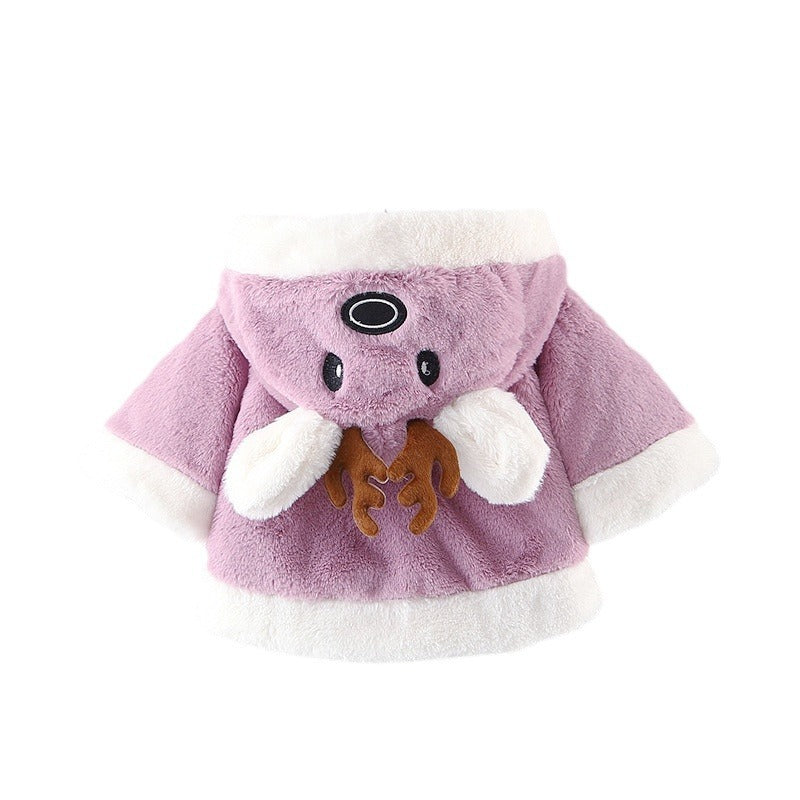 Thick Hooded Cape Coat Thermal Furry Outfit Small Antlers