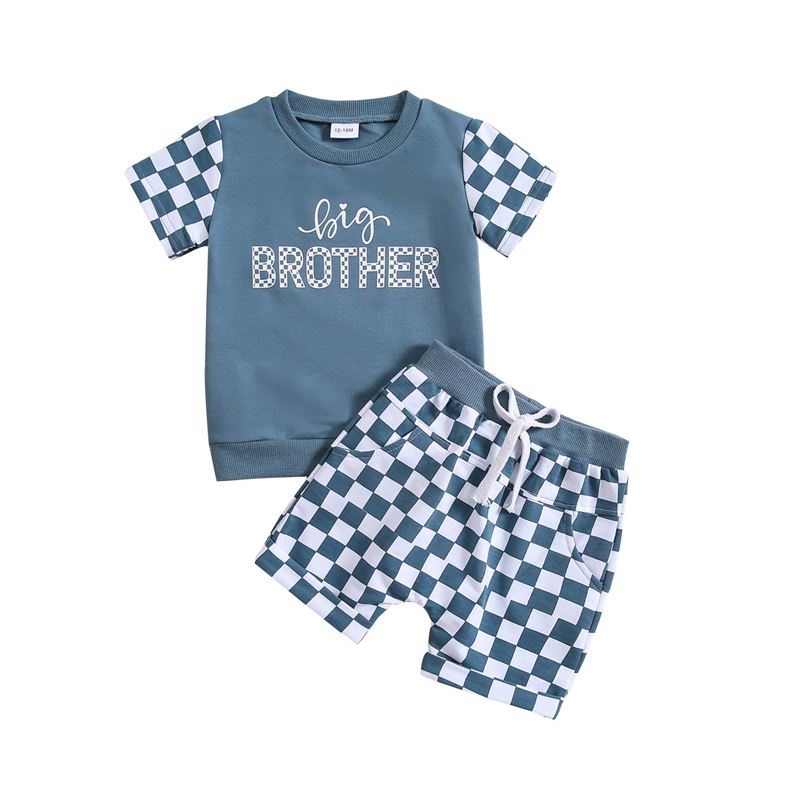 Children's Letter Printed T-shirt Plaid - Cindi Book