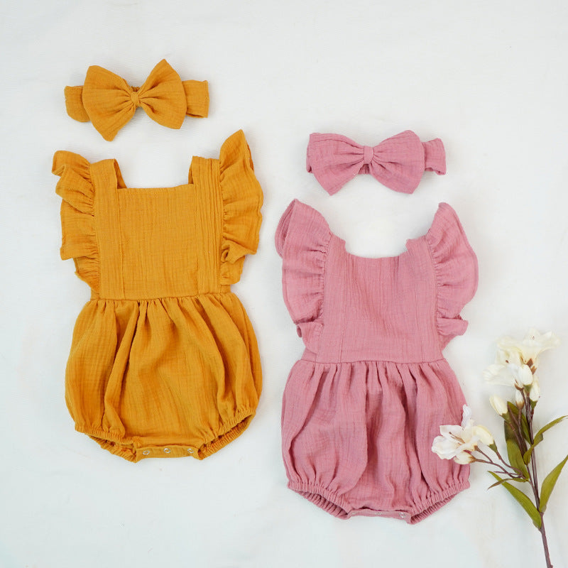 Ruffled short-sleeved girl romper wrinkle bag fart clothing - Cindi Book