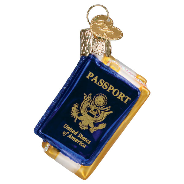 Old World Christmas Mini Passport Ornament - hand-blown glass Christmas tree ornament (view 2)