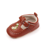 Baby Embroidered PU Leather Soft Bottom Non-slip Toddler Shoes - Cindi Book
