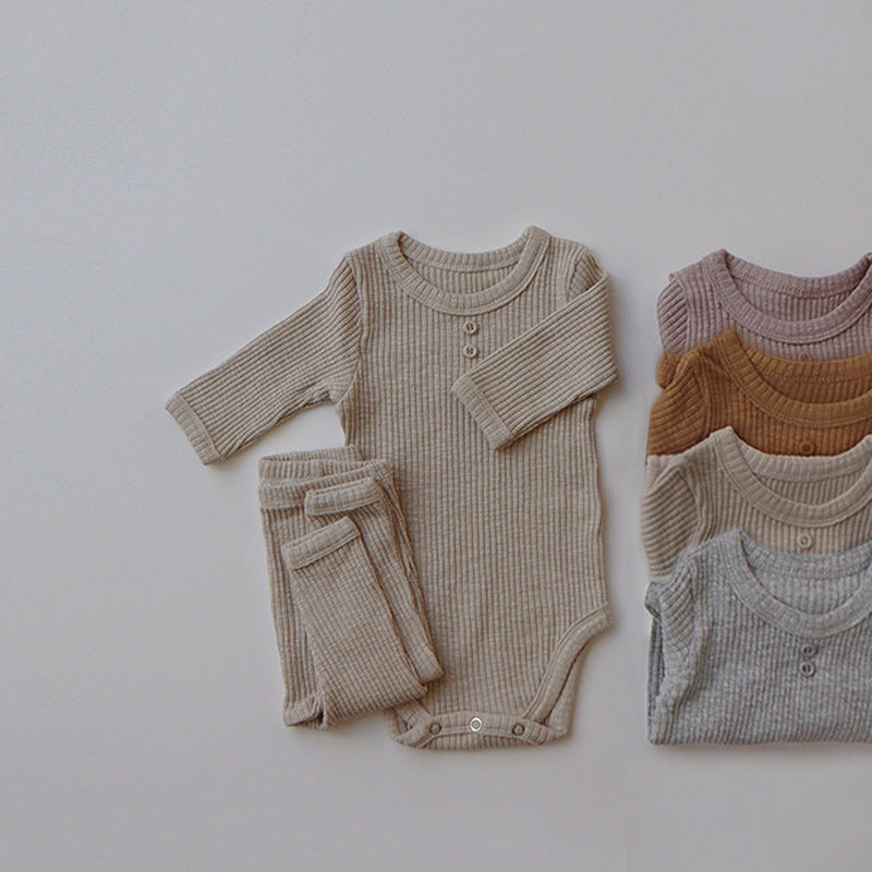 New Baby Long-sleeved Pit Strip Romper  Pants Suit - Cindi Book