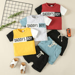 Boys' Casual Sports Suit Color Matching Short-sleeved Letter T-shirt Shorts Two-piece Set - Cindi Book