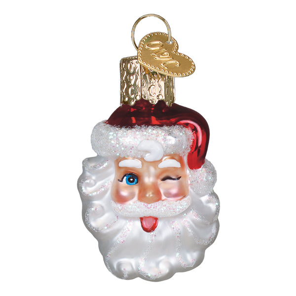 Old World Christmas Mini Winking Santa Ornament - hand-blown glass Christmas tree ornament (view 2)