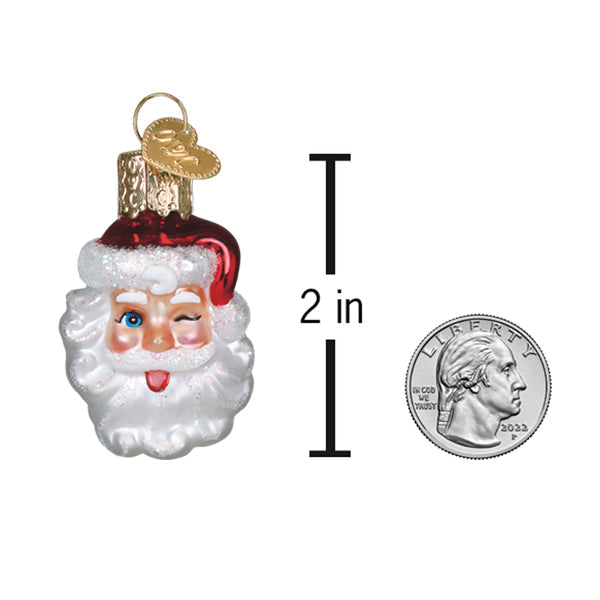 Old World Christmas Mini Winking Santa Ornament - hand-blown glass Christmas tree ornament (view 5)