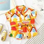 Baby Short Sleeve Shorts Cardigan Two-piece Set Animal Dinosaur Print - Cindi Book