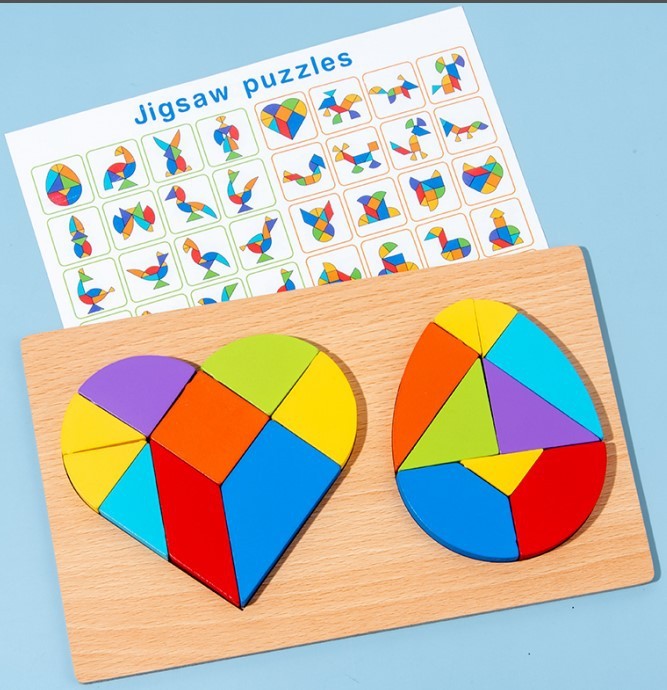 Children's Pine Tangram Early Education Patchwork Toy - Cindi Book