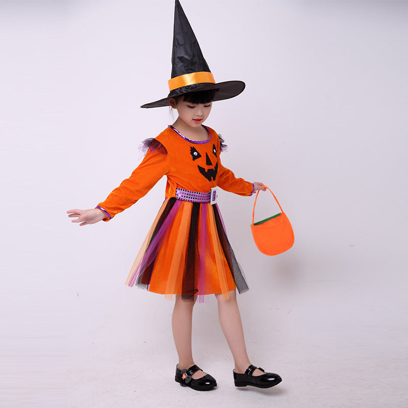 Children's Halloween costume girls pumpkin costume - Cindi Book