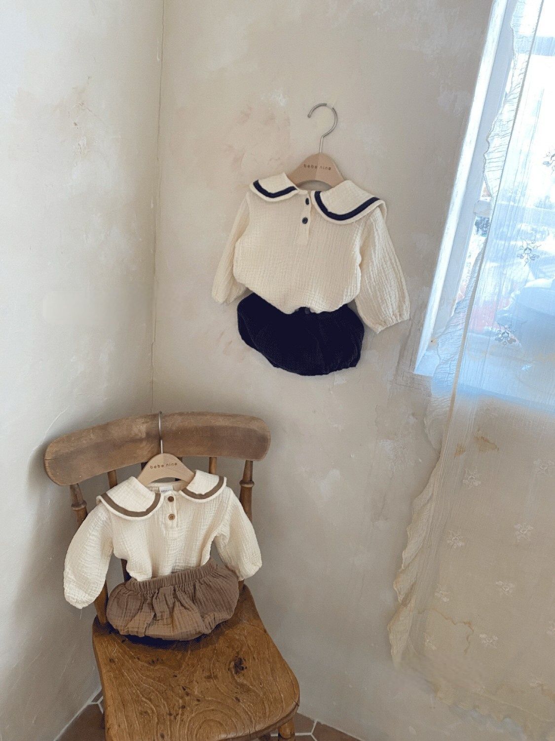 Baby Lapel Top Bread Pants Set