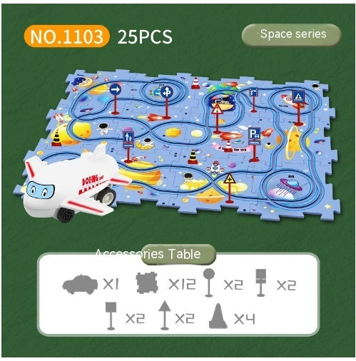 Children Puzzle Electric Railroad Speeder DIY Assembly Electric Car Automatic Rail City Scene Construction Education Toy Gift - Cindi Book