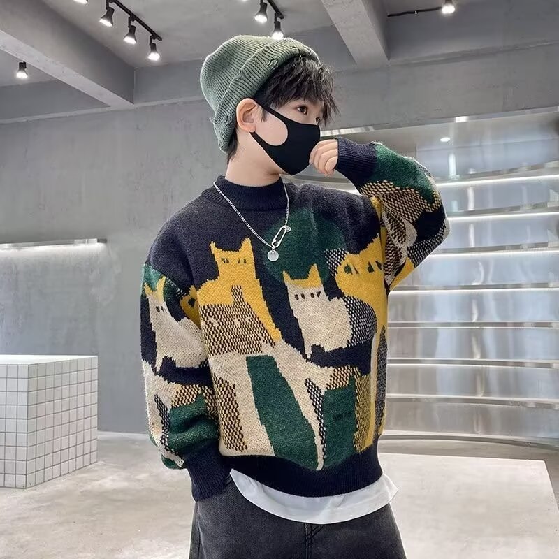 Thickened Knitted Pullover For Older Children And Boys - Cindi Book
