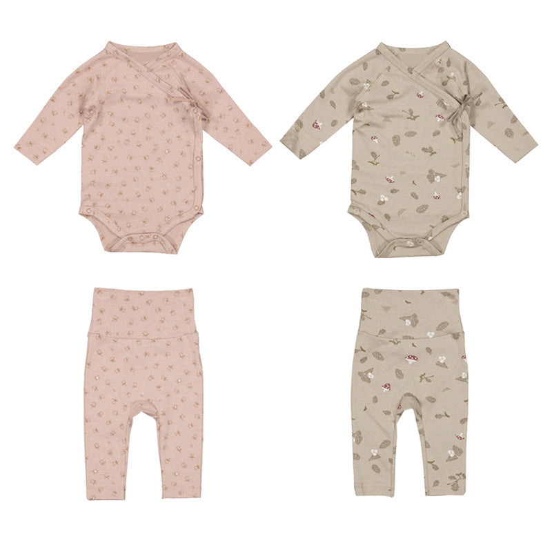 Baby Rompers Cotton Printed Long Climbing Romper Set