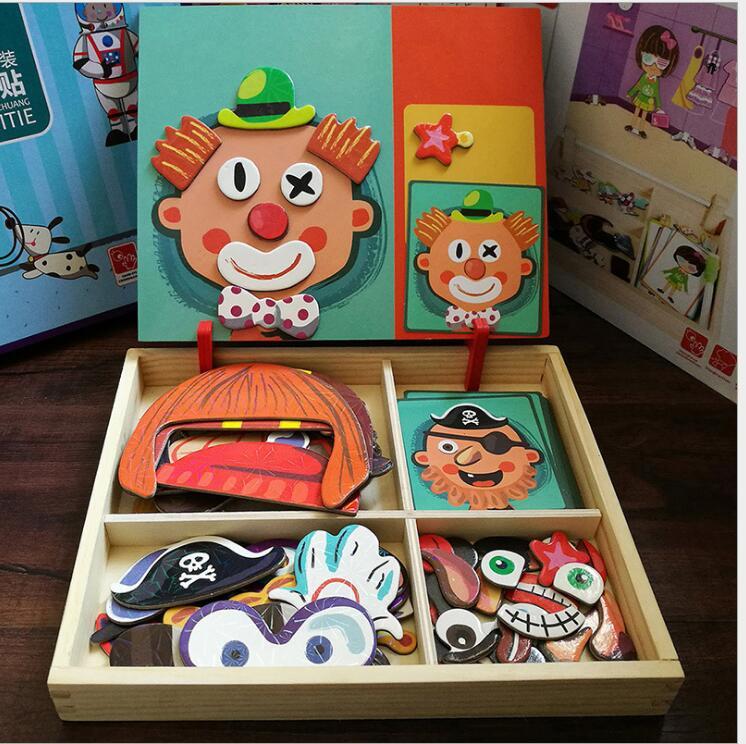 Montessori Magnetic Fun Puzzle Children's Wooden Puzzle Box Game Cartoon Educational Painting Toys For Children Gift Antistress - Cindi Book