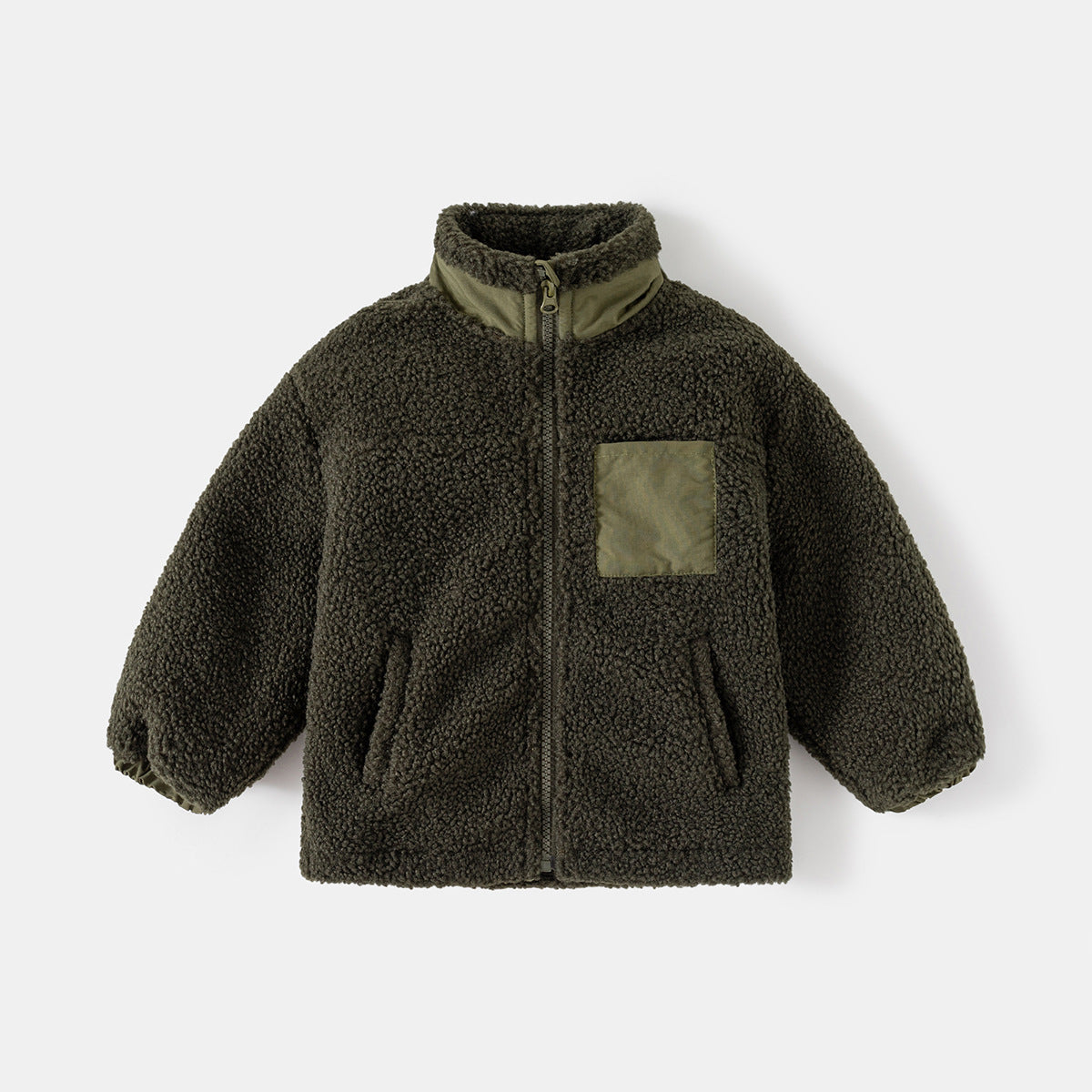 Thickened Coat Baby Fleece Stand Collar Stitching Top - Cindi Book