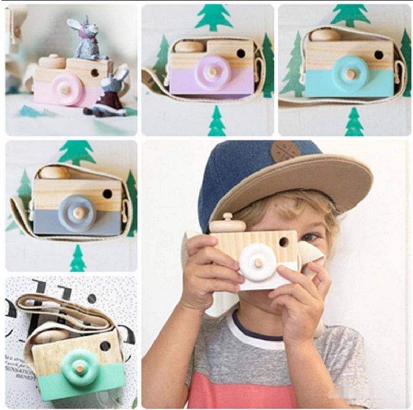Cute Wooden Camera Toys Baby Kids Hanging Photography Prop Decoration Educational Outdoor Activity Toy Children's Day Happy Gift