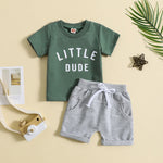 Children's Clothing Round Neck Letter Print Top Two-piece Set - Cindi Book