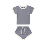 Children's Shorts Sunken Stripe Two-piece Set - Cindi Book