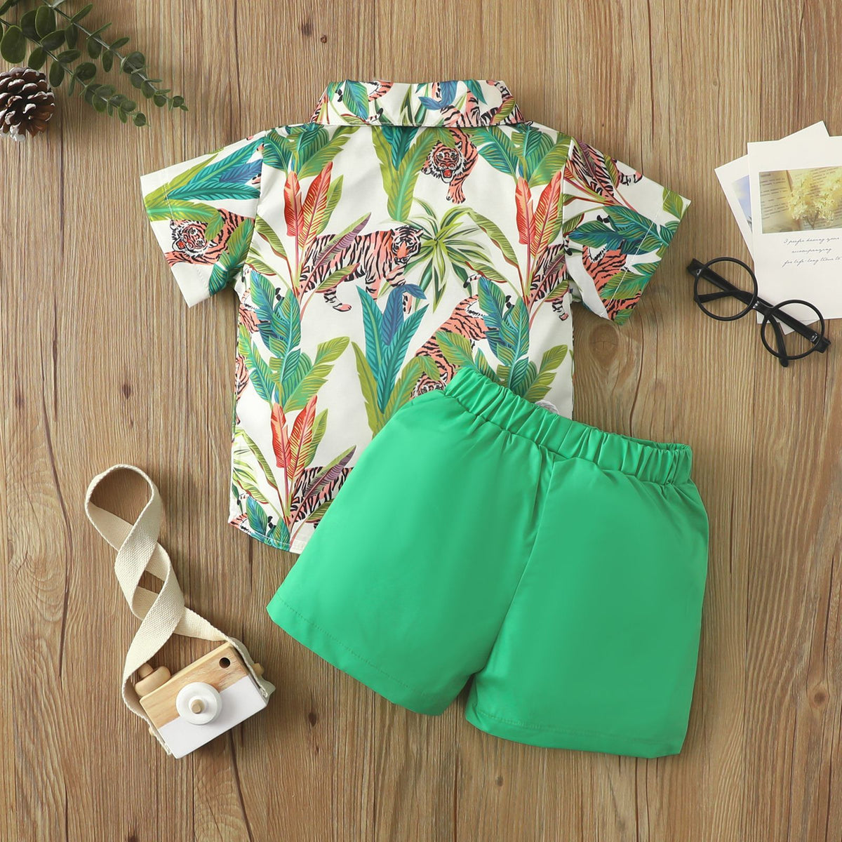 Beach Multi-color Printed Shirt Boys' Shorts Two-piece Set - Cindi Book