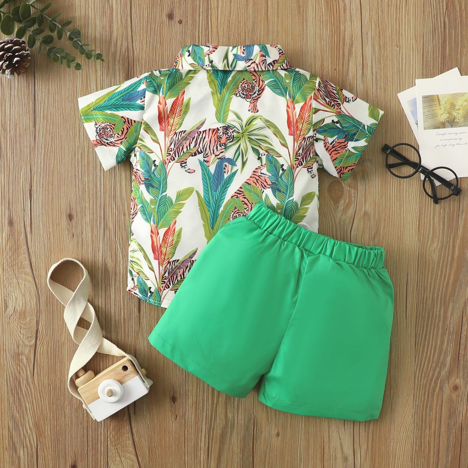 Beach Multi-color Printed Shirt Boys' Shorts Two-piece Set - Cindi Book