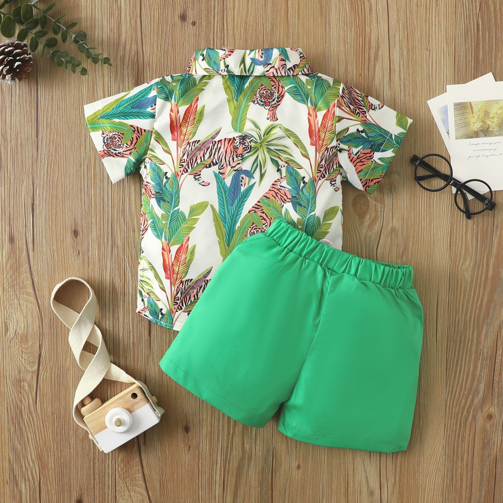 Beach Multi-color Printed Shirt Boys' Shorts Two-piece Set - Cindi Book