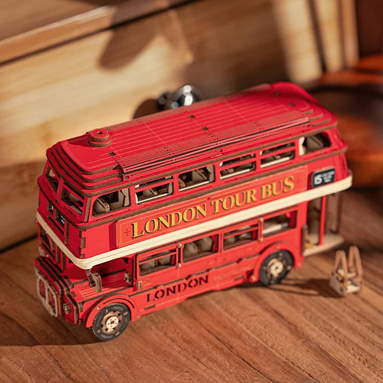Rolife London Tour Bus Car 3D Wooden Puzzle Model Toy Teens Birthday Gift - Cindi Book