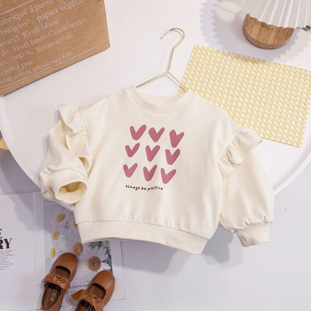 Girls' 2026 Spring Collection New Style Top - Cute And Casual Pullover Hooded Shirt For Children - Children's Heart-shaped Collar Sweatshirt - Cindi Book