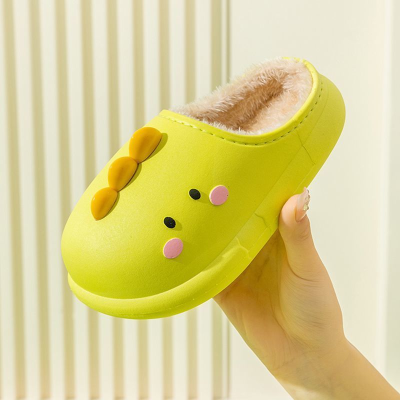 Children's Winter Fleece Lined Thermal Soft Bottom Waterproof Non Slip Outdoor Cotton Slippers - Cindi Book