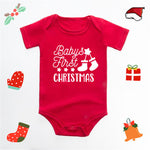 Christmas Deer English Letters Printed Red Triangle Rompers - Cindi Book