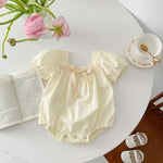 Small Floral Bow Baby Girl Bubble Sleeve Harness Crawl Clothes - Cindi Book