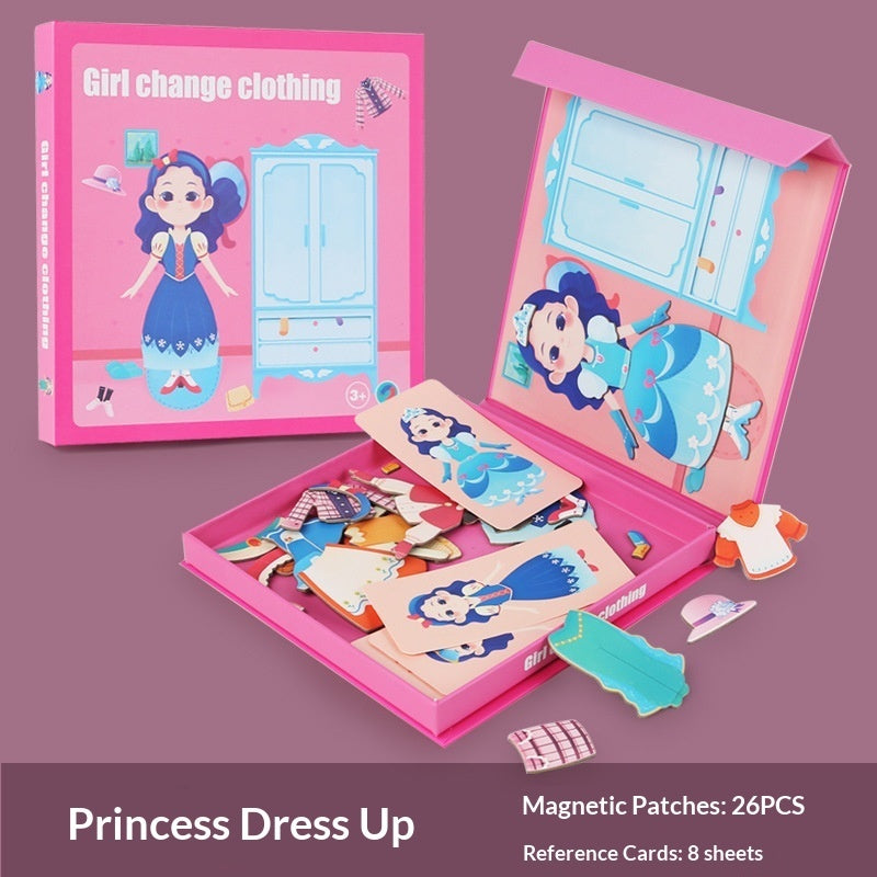 Magnetic Puzzle Featuring Characters In Various Professions And A Princess Dress-up Set - Cindi Book