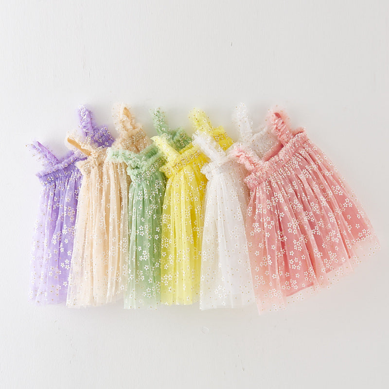 Summer Girls Sweet Spaghetti-Strap Gauze Skirt