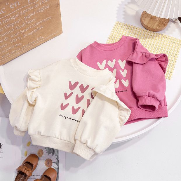 Girls' 2026 Spring Collection New Style Top - Cute And Casual Pullover Hooded Shirt For Children - Children's Heart-shaped Collar Sweatshirt - Cindi Book