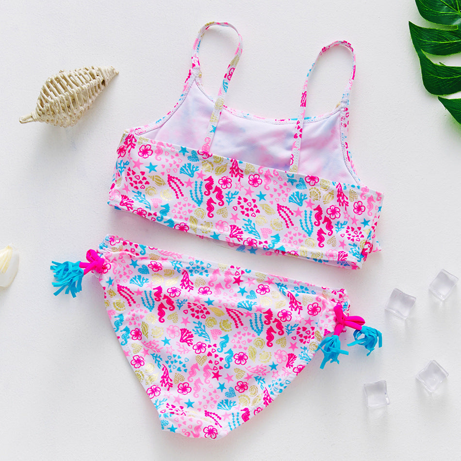 Gold-foil Nylon Two-piece Swimwear For Older Children - Cindi Book