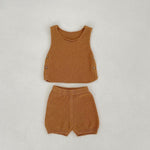 Vest Open Button Top Shorts Boys And Girls Baby 2 Pieces Suit - Cindi Book