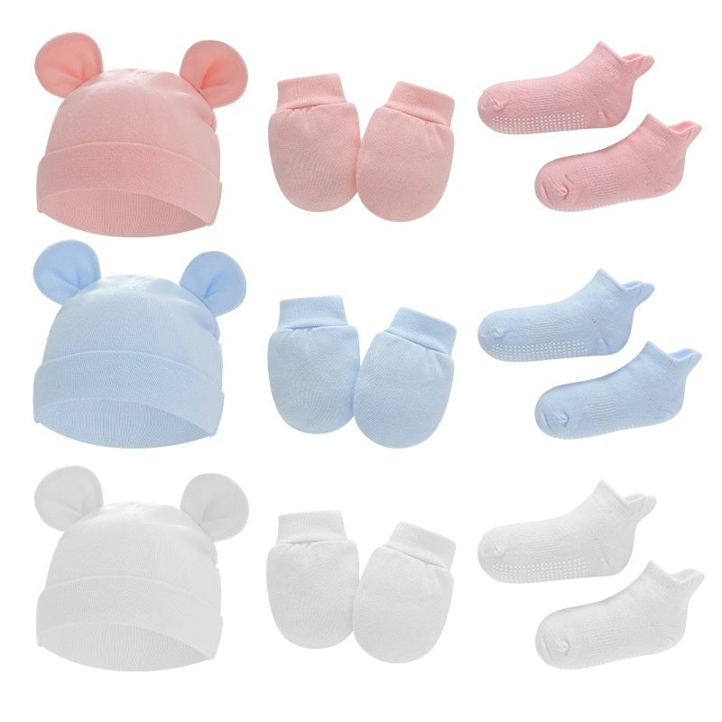 Newborn Hat Mittens And Socks Set With Rubber-soled Shoes - Cindi Book